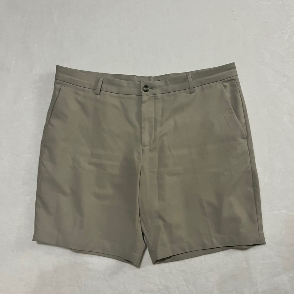 Savane Men's Size 38 Khaki Flat Front Shorts‎ Relaxed Fit Stretch Casual